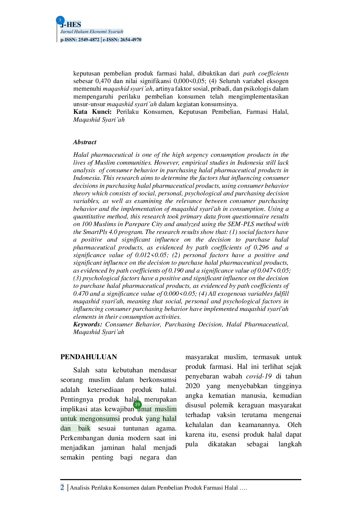 JURIS Analisis Perilaku Konsumen dalam Pembelian Produk Farmasi Halal di Kota Parepare