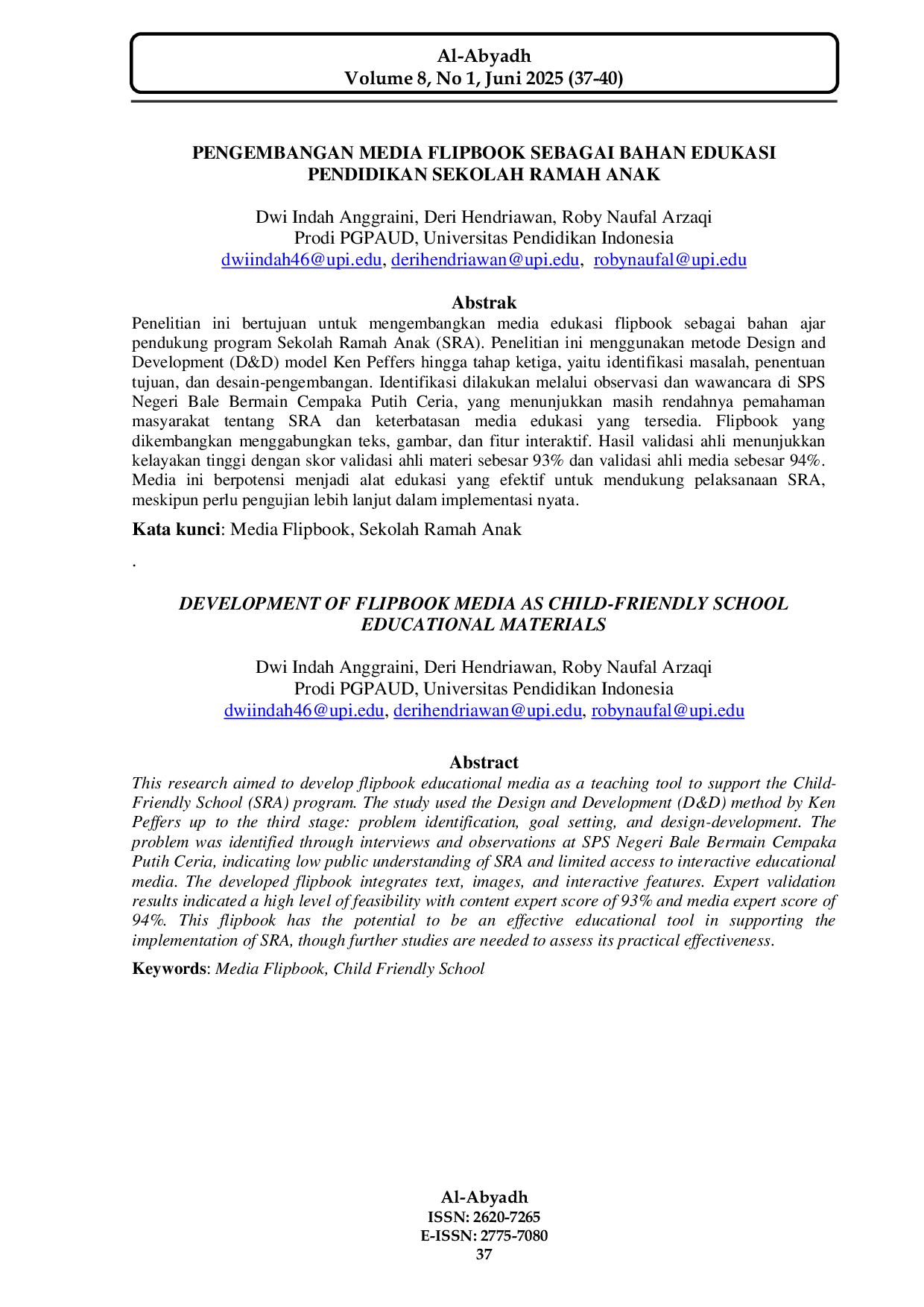 JURIS Pengembangan Media Flipbook Sebagai Bahan Edukasi Pendidikan Sekolah Ramah Anak