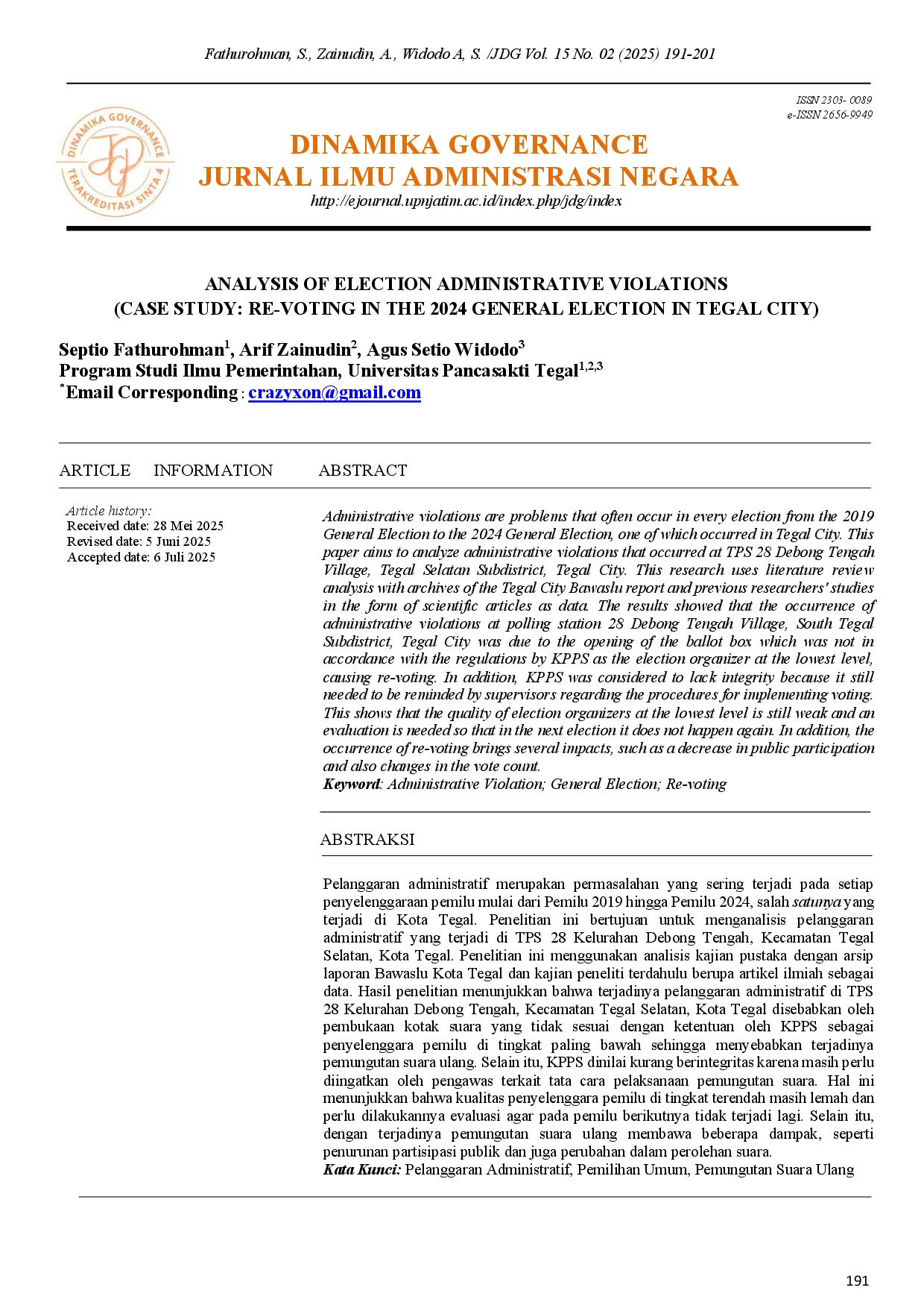 juris Analysis Of Election Administrative Violations Case Study Re Voting In The 2024 General Election In Tegal City