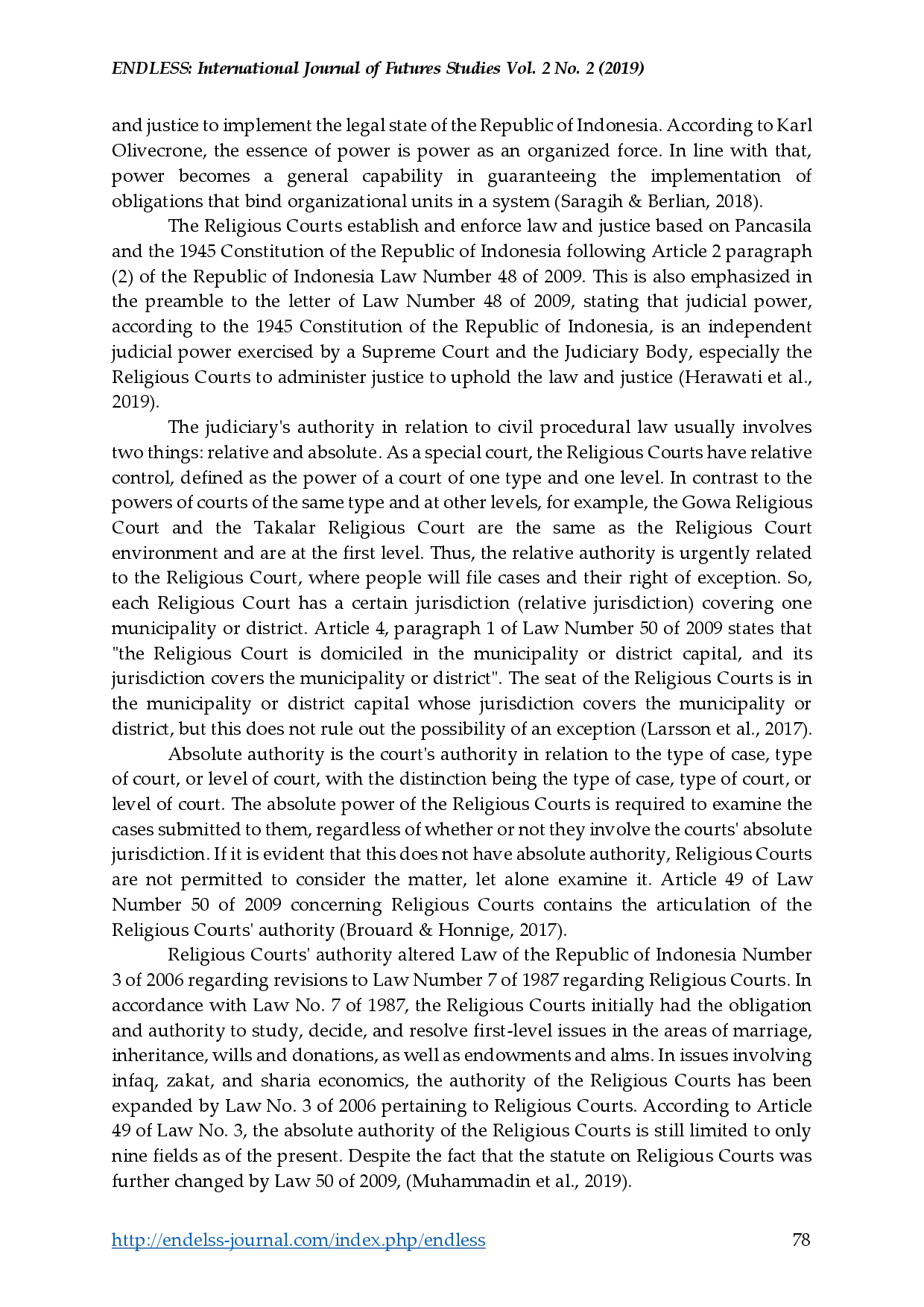 juris Islamic Law Enforcement Through Religious Courts in Indonesia