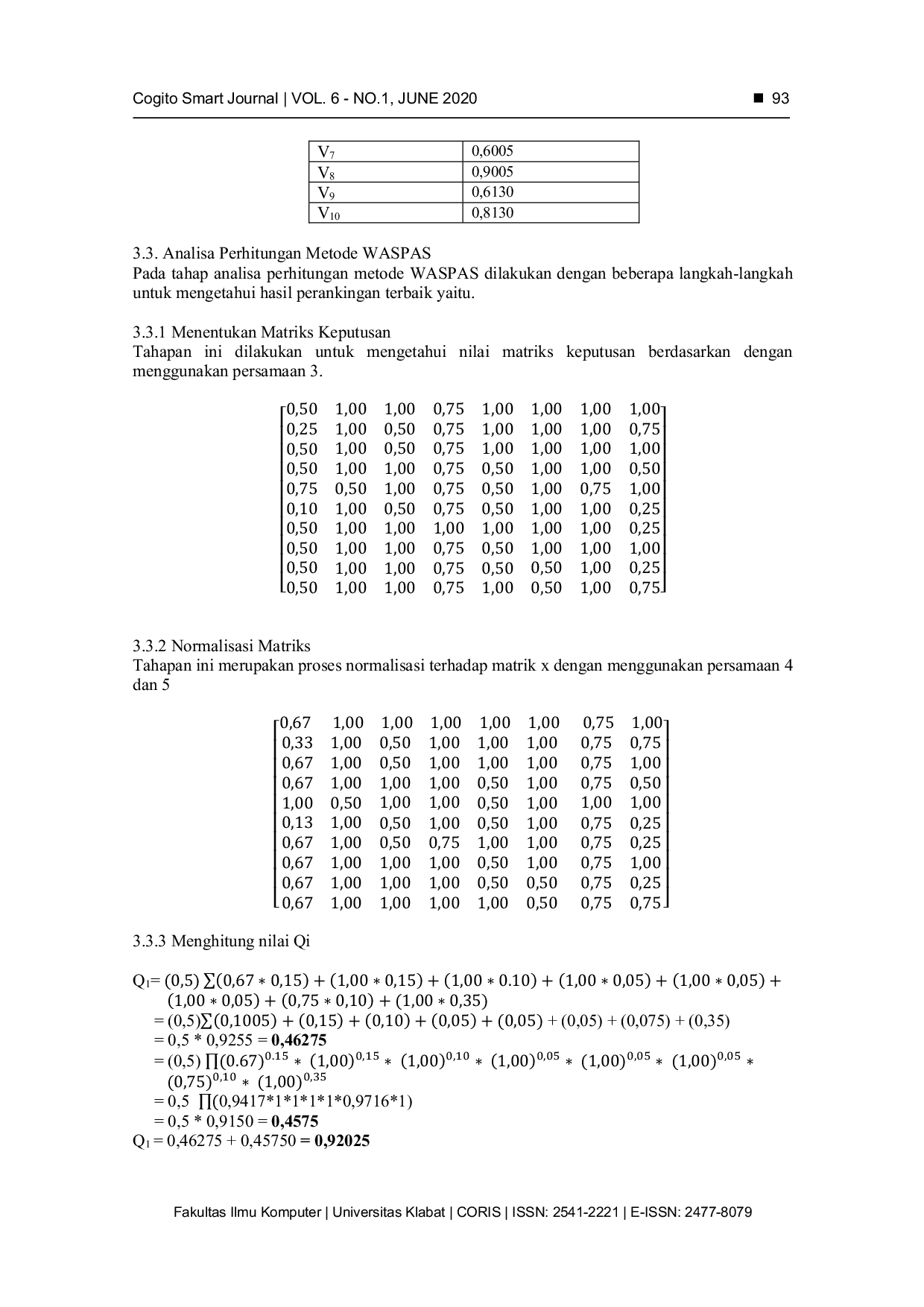 JURIS Analisis Perbandingan Keputusan Seleksi Anggota PPK Pilkada Menggunakan Metode SAW dan WASPAS