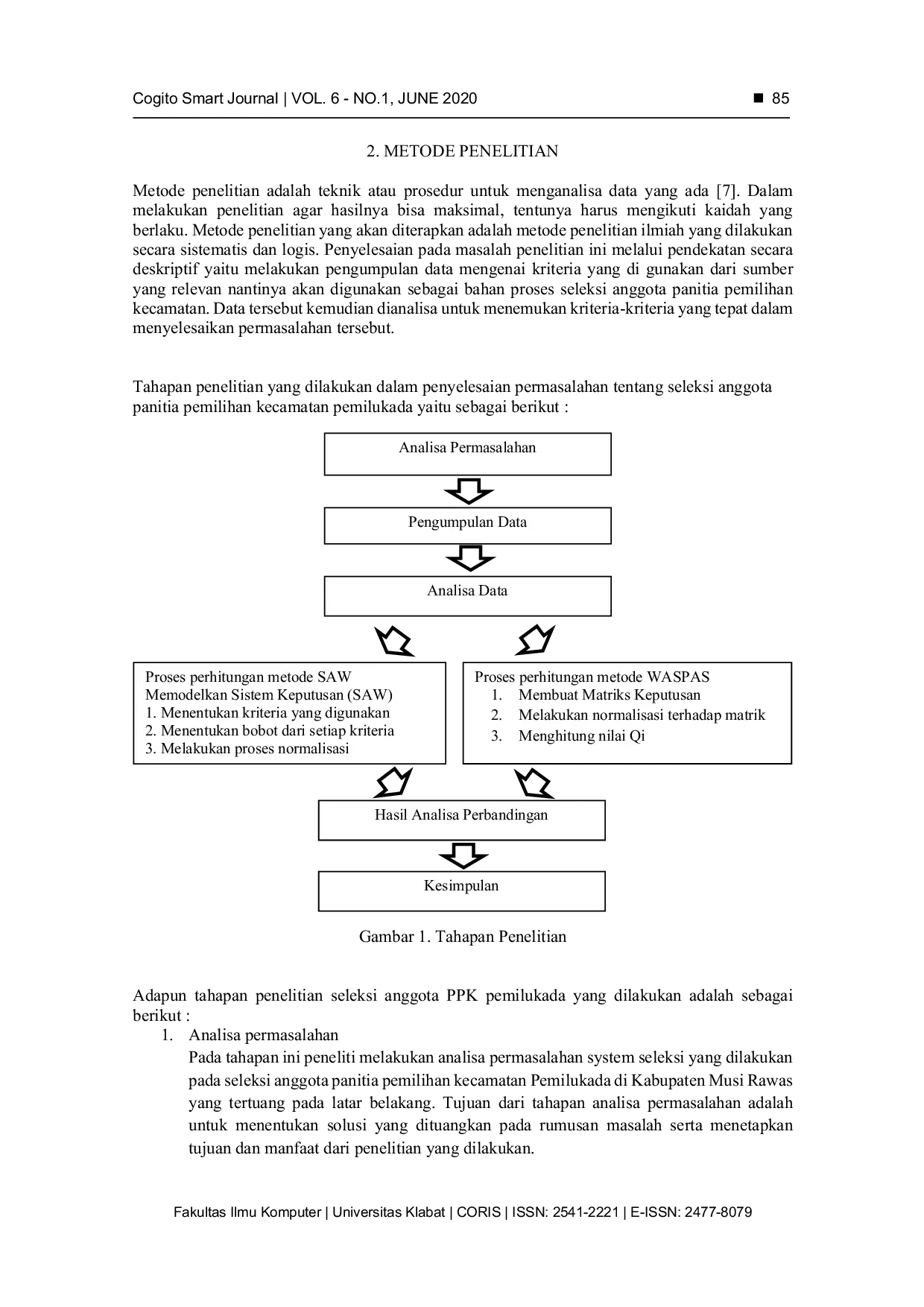 JURIS Analisis Perbandingan Keputusan Seleksi Anggota PPK Pilkada Menggunakan Metode SAW dan WASPAS