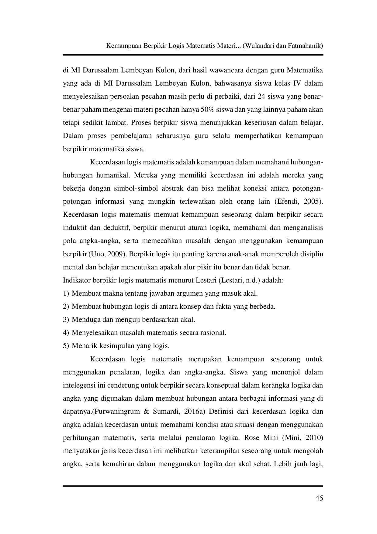 JURIS Kemampuan Berpikir Logis Matematis Materi Pecahan pada Siswa Berkemampuan Awal Tinggi