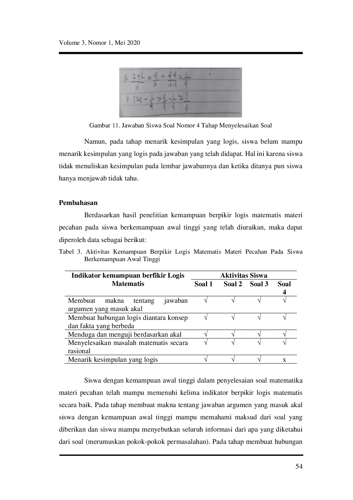 JURIS Kemampuan Berpikir Logis Matematis Materi Pecahan pada Siswa Berkemampuan Awal Tinggi