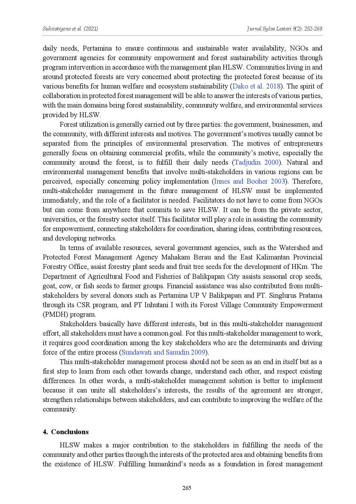 juris Stakeholder Analysis on Sungai Wain Protected Forest Management in Balikpapan City East Kalimantan Province