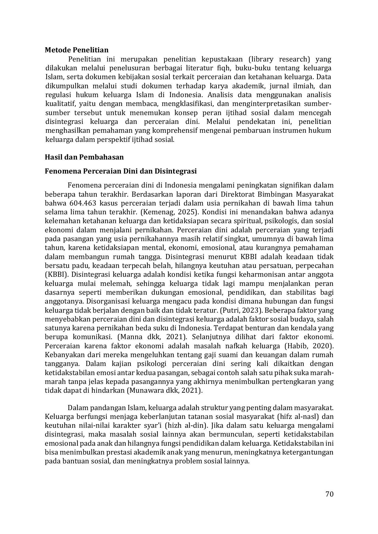 JURIS Peran Ijtihad Sosial Dalam Mengatasi Disintegrasi Keluarga Dan Maraknya Perceraian Dini Dalam Perspektif Islam