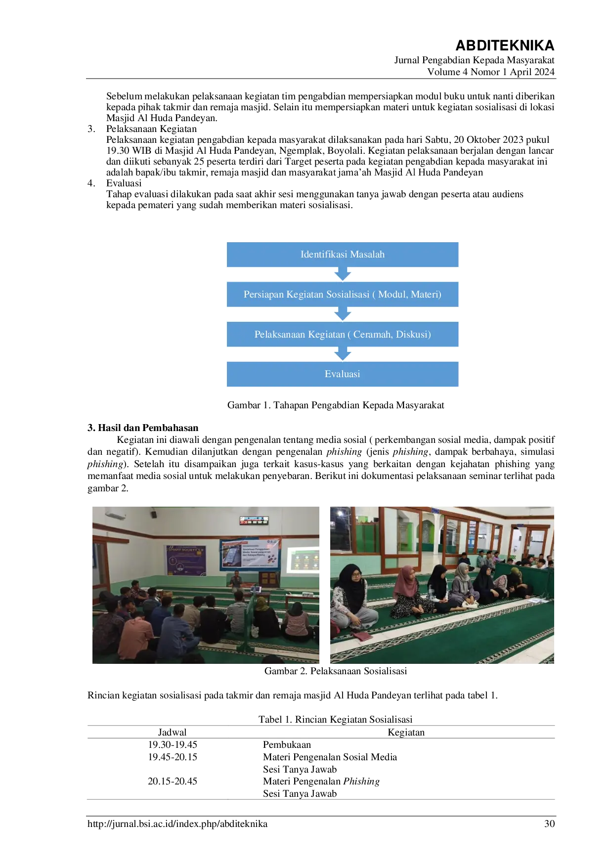 JURIS Sosialisasi Penggunaan Media Sosial Yang Aman Dari Bahaya Phishing Di Masjid Al Huda Pandeyan