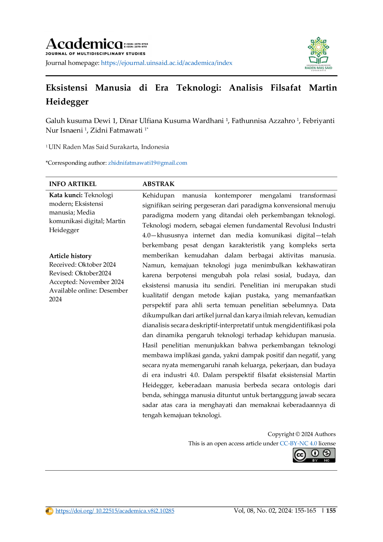 JURIS Eksistensi Manusia di Era Teknologi Analisis Filsafat Martin Heidegger