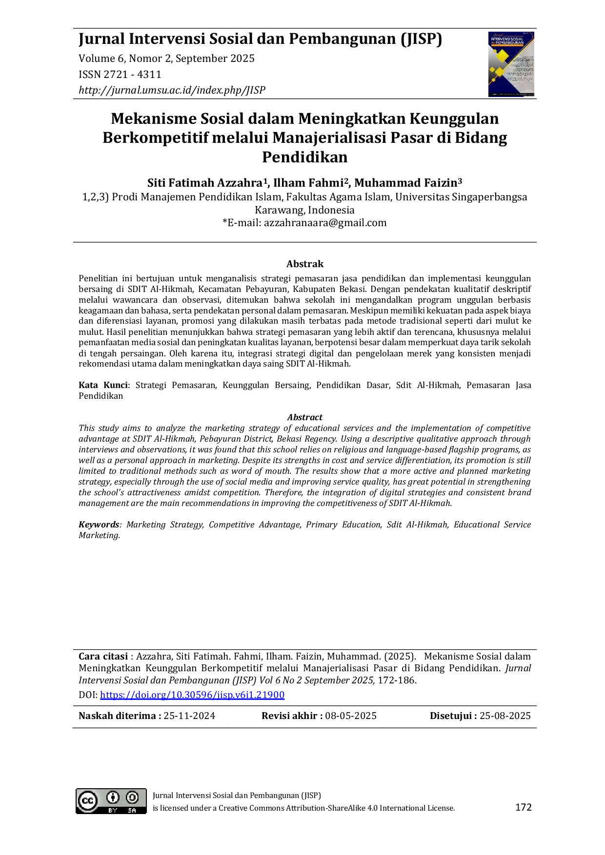 JURIS Mekanisme Sosial dalam Meningkatkan Keunggulan Berkompetitif melalui Manajerialisasi Pasar di Bidang Pendidikan