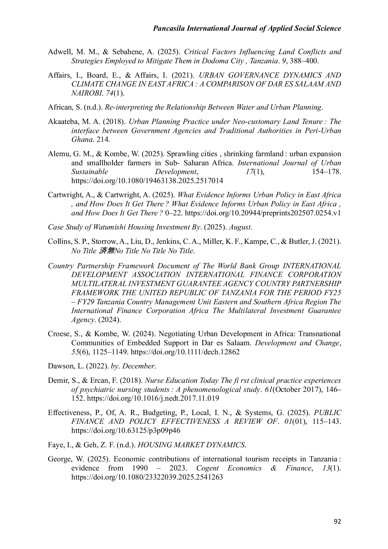 JURIS Politics of Urban Planning and Inclusive Development in Tanzania