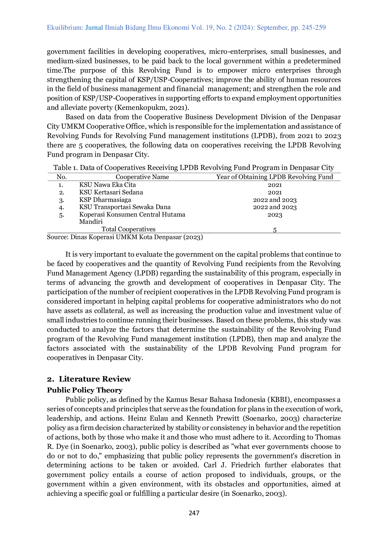 JURIS Sustainability Analysis of the Revolving Fund Program of the LPDB Revolving Fund Management Institution MICMAC Method Approach