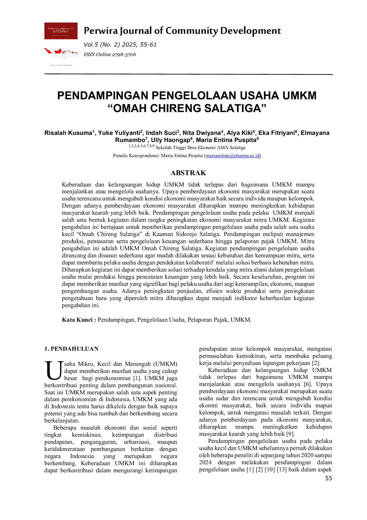 JURIS Pendampingan Pengelolaan Usaha UMKM Omah Chireng Salatiga