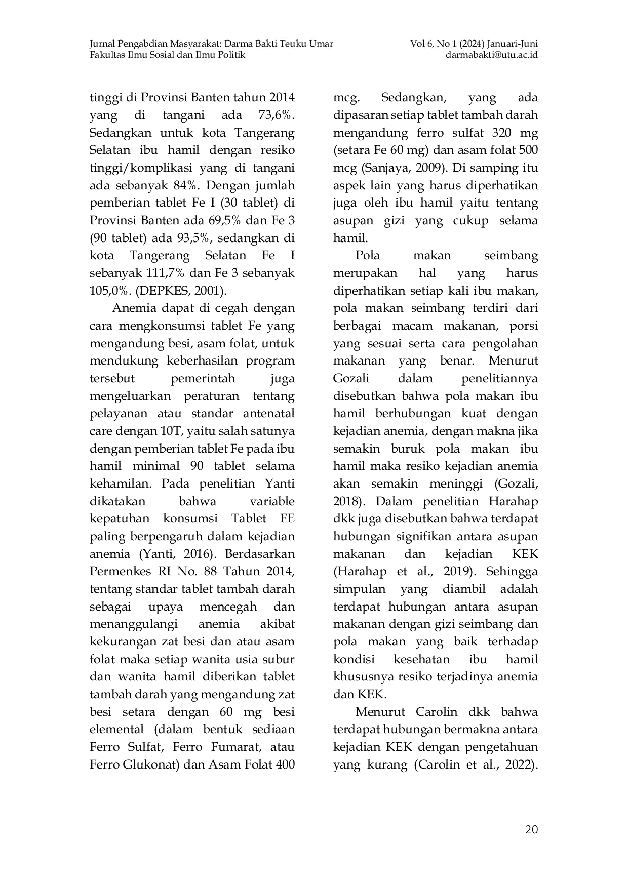 JURIS Upaya Peningkatan Pengetahuan Ibu Hamil Tentang Gizi Seimbang dan Pentingnya Tablet FE