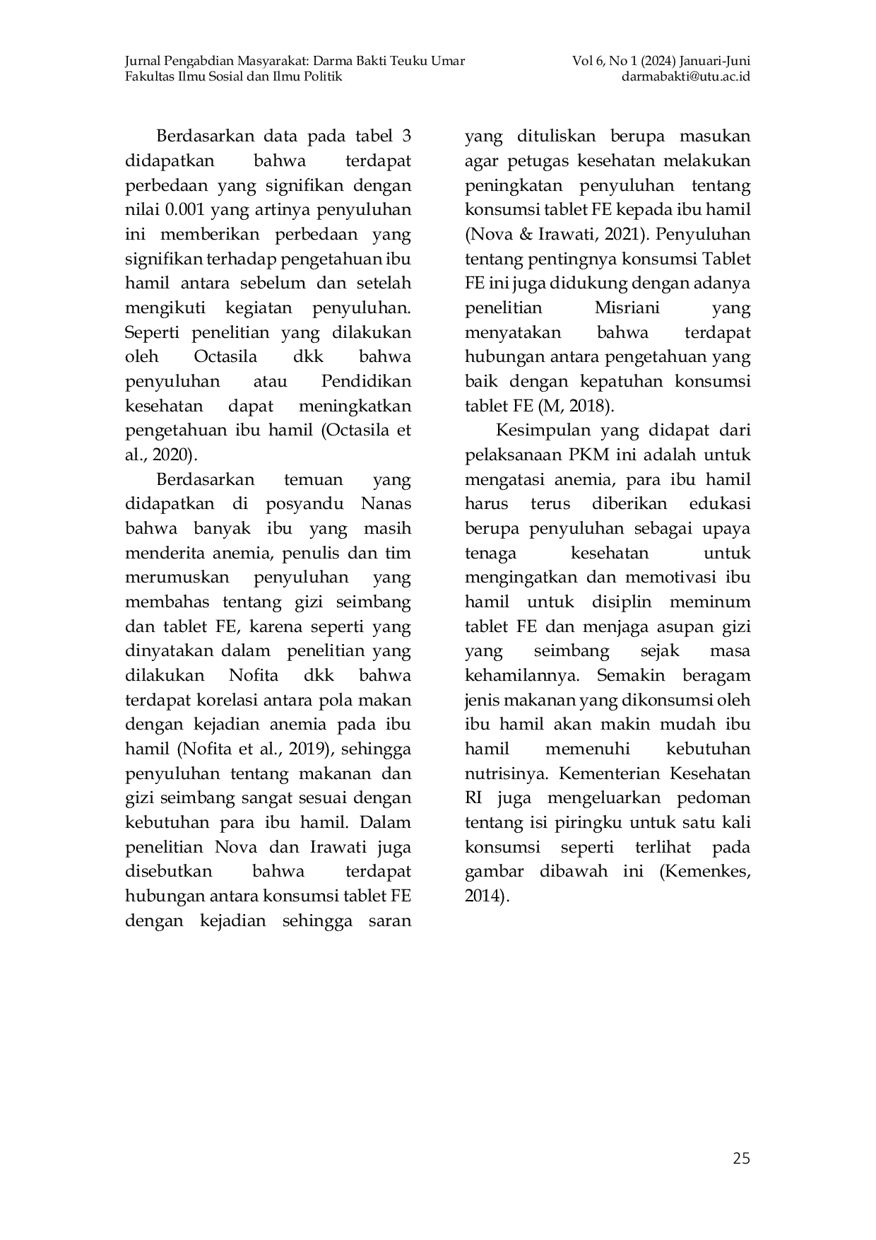 JURIS Upaya Peningkatan Pengetahuan Ibu Hamil Tentang Gizi Seimbang dan Pentingnya Tablet FE