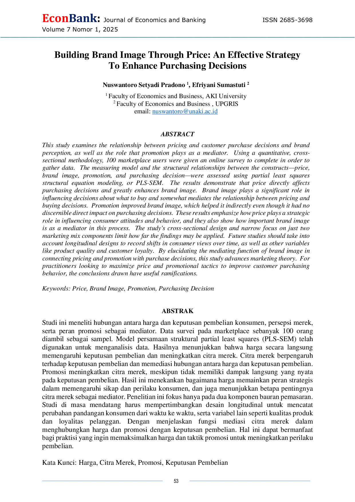 JURIS Building Brand Image Through Price An Effective Strategy To Enhance Purchasing Decisions