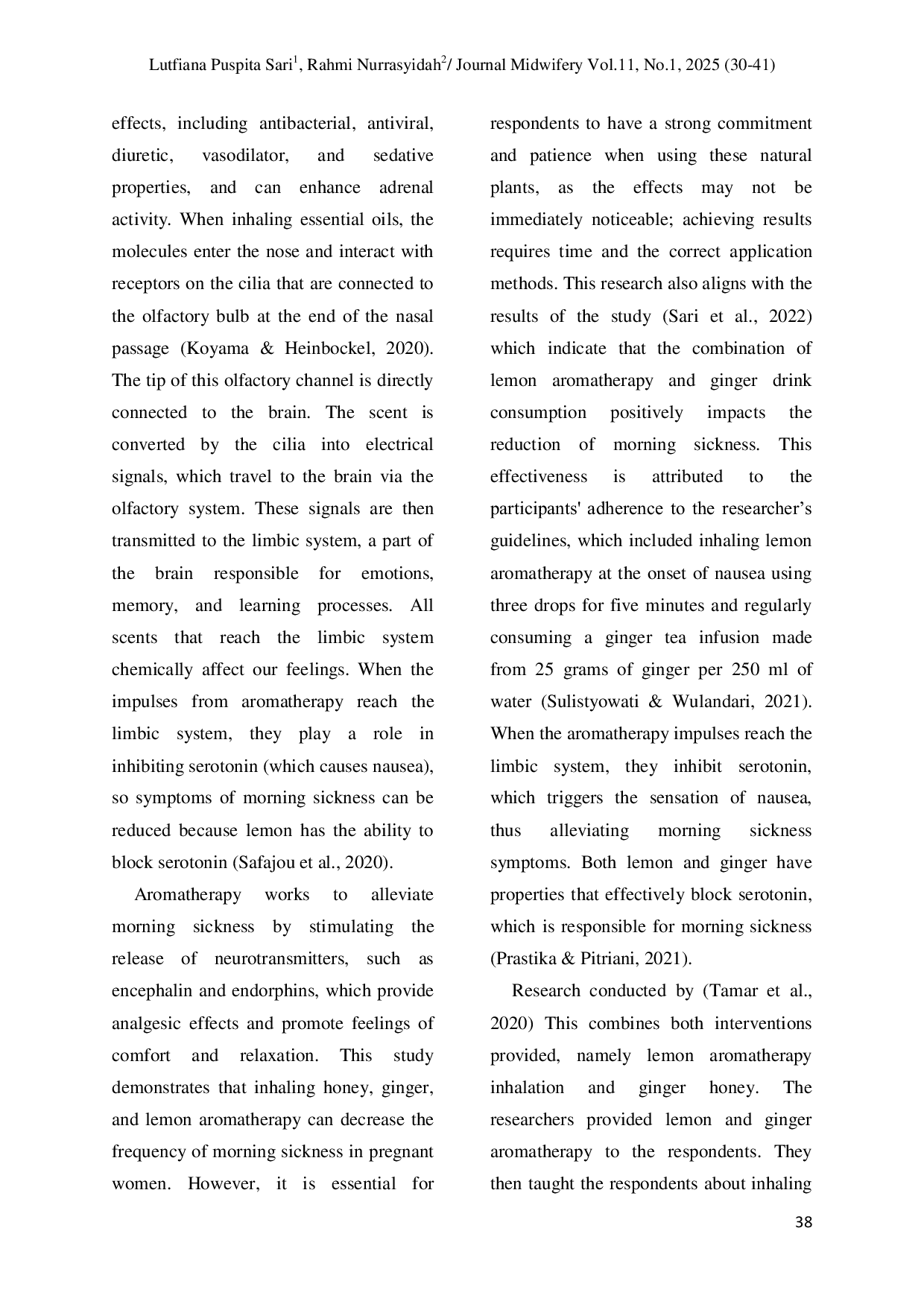 JURIS Ginger Honey And Lemon Aromateraphy As A Complimentary Teraphy For First Trimester Morning Sickness