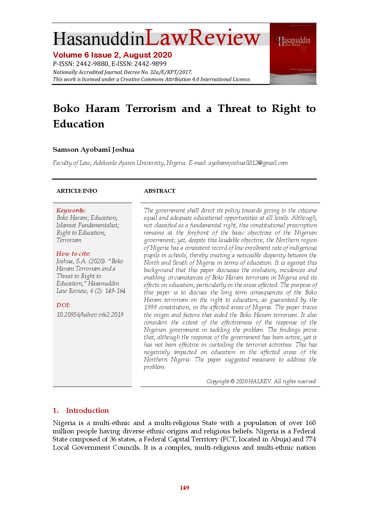 juris Boko Haram Terrorism and a Threat to Right to Education