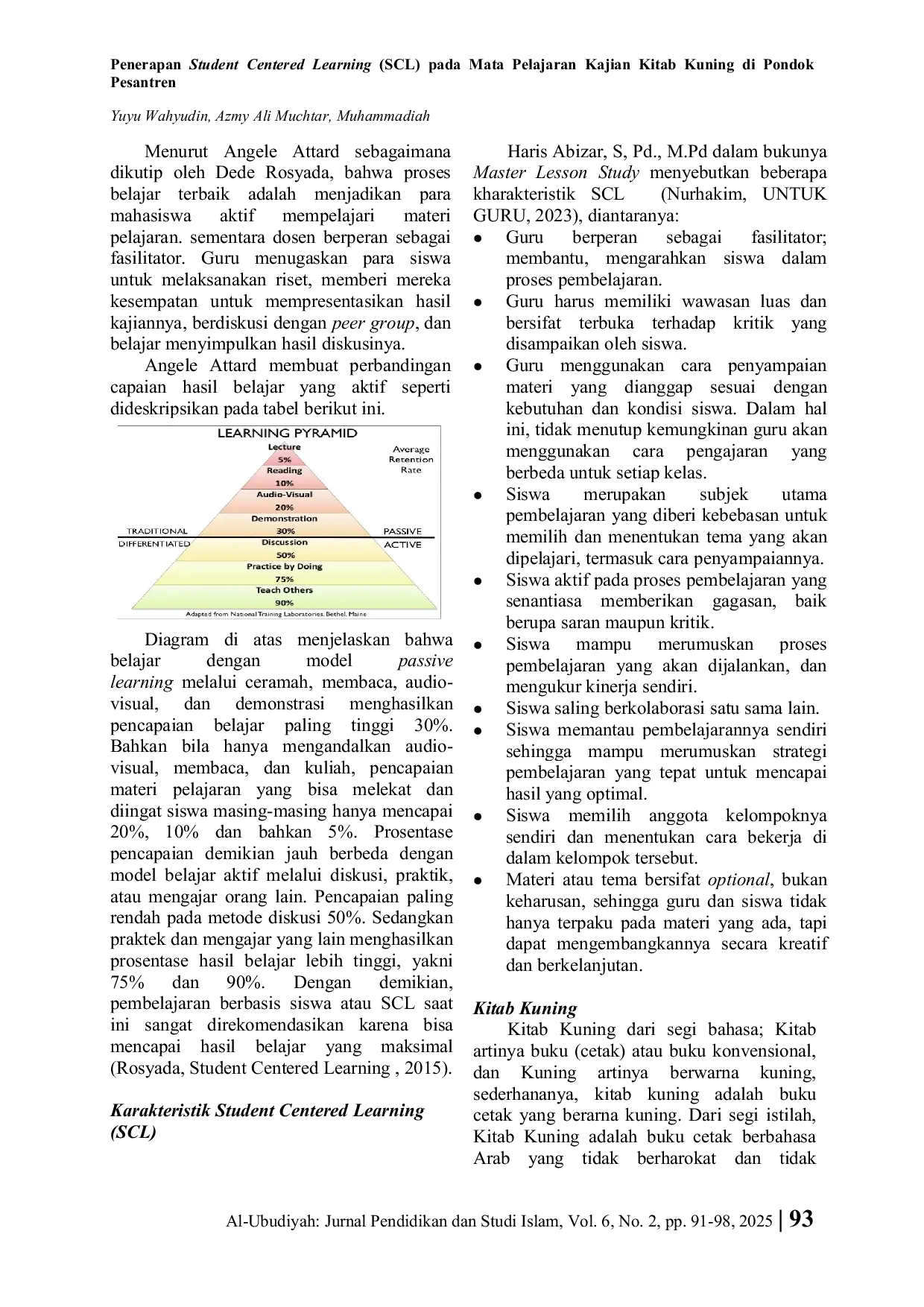 JURIS Penerapan Student Centered Learning SCL pada Mata Pelajaran Kajian Kitab Kuning Di Pondok Pesantren