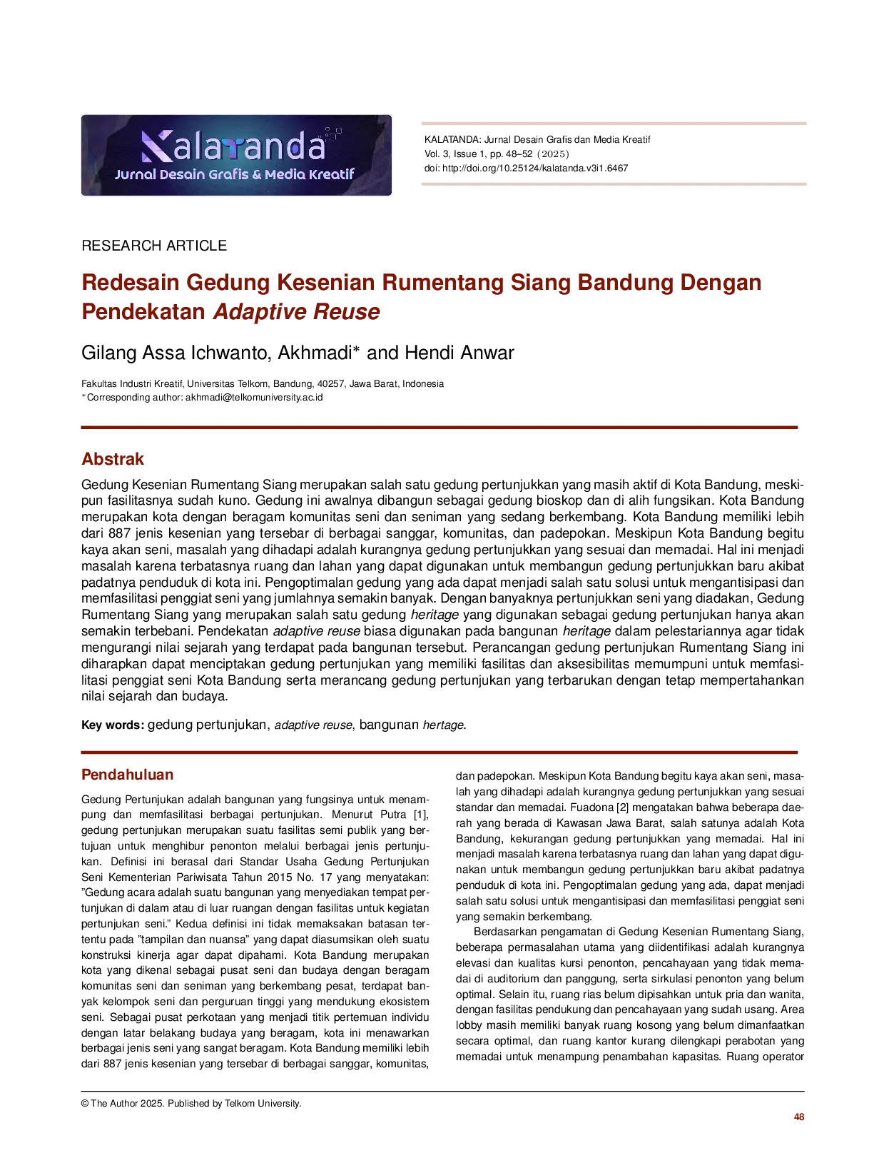 JURIS Redesain Gedung Kesenian Rumentang Siang Bandung dengan Pendekatan Adaptive Reuse