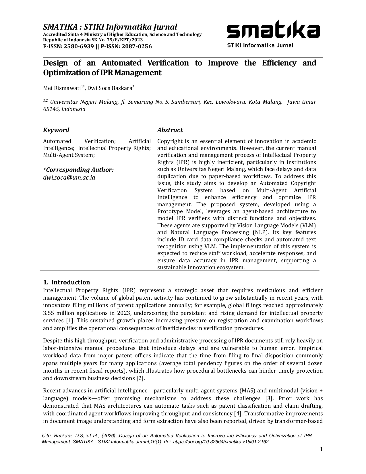 JURIS Design of an Automated Verification to Improve the Efficiency and Optimization of IPR Management