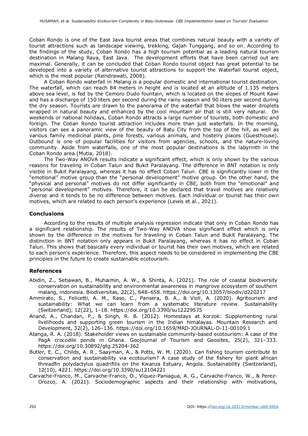 JURIS Sustainability Ecotourism Complexity in Batu Indonesia CBE Implementation based on Tourists Evaluation