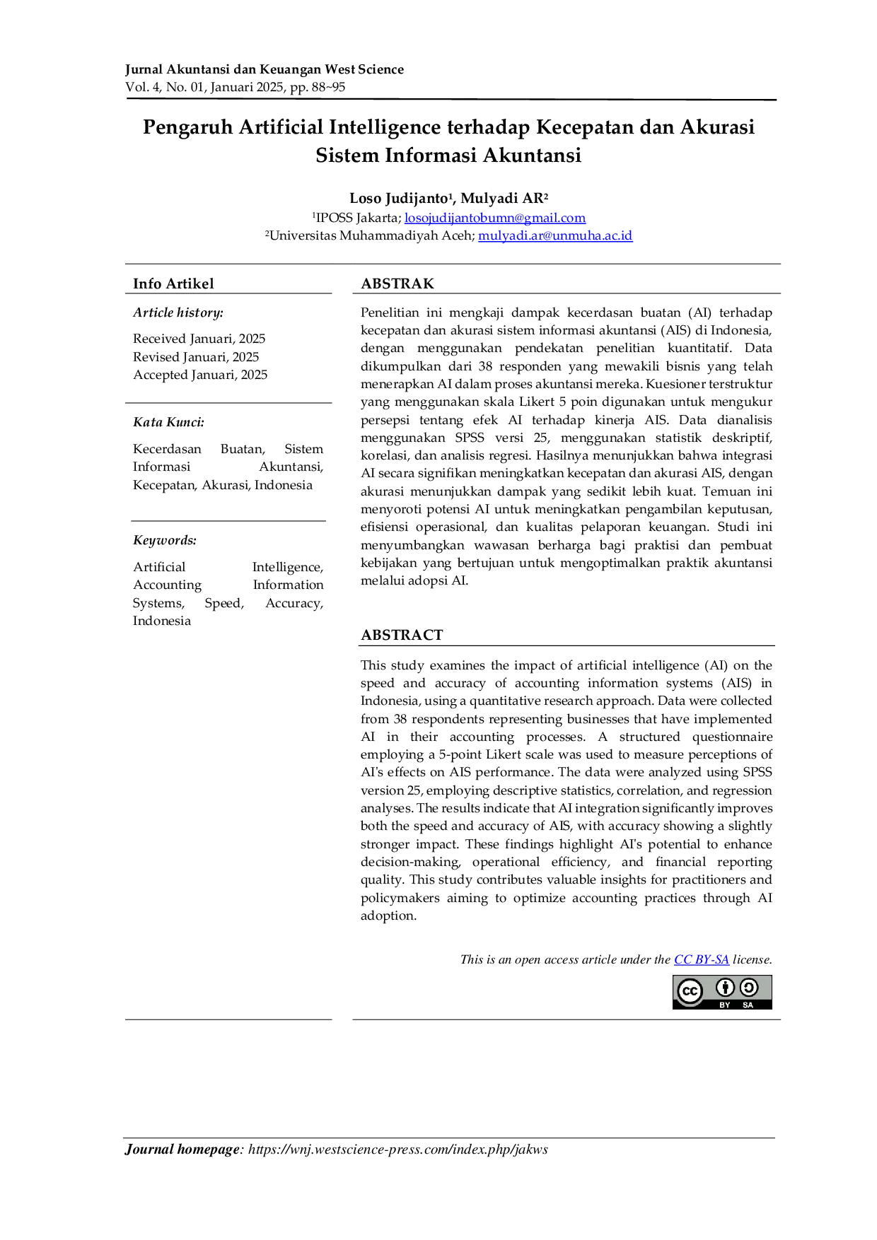 JURIS Pengaruh Artificial Intelligence terhadap Kecepatan dan Akurasi Sistem Informasi Akuntansi