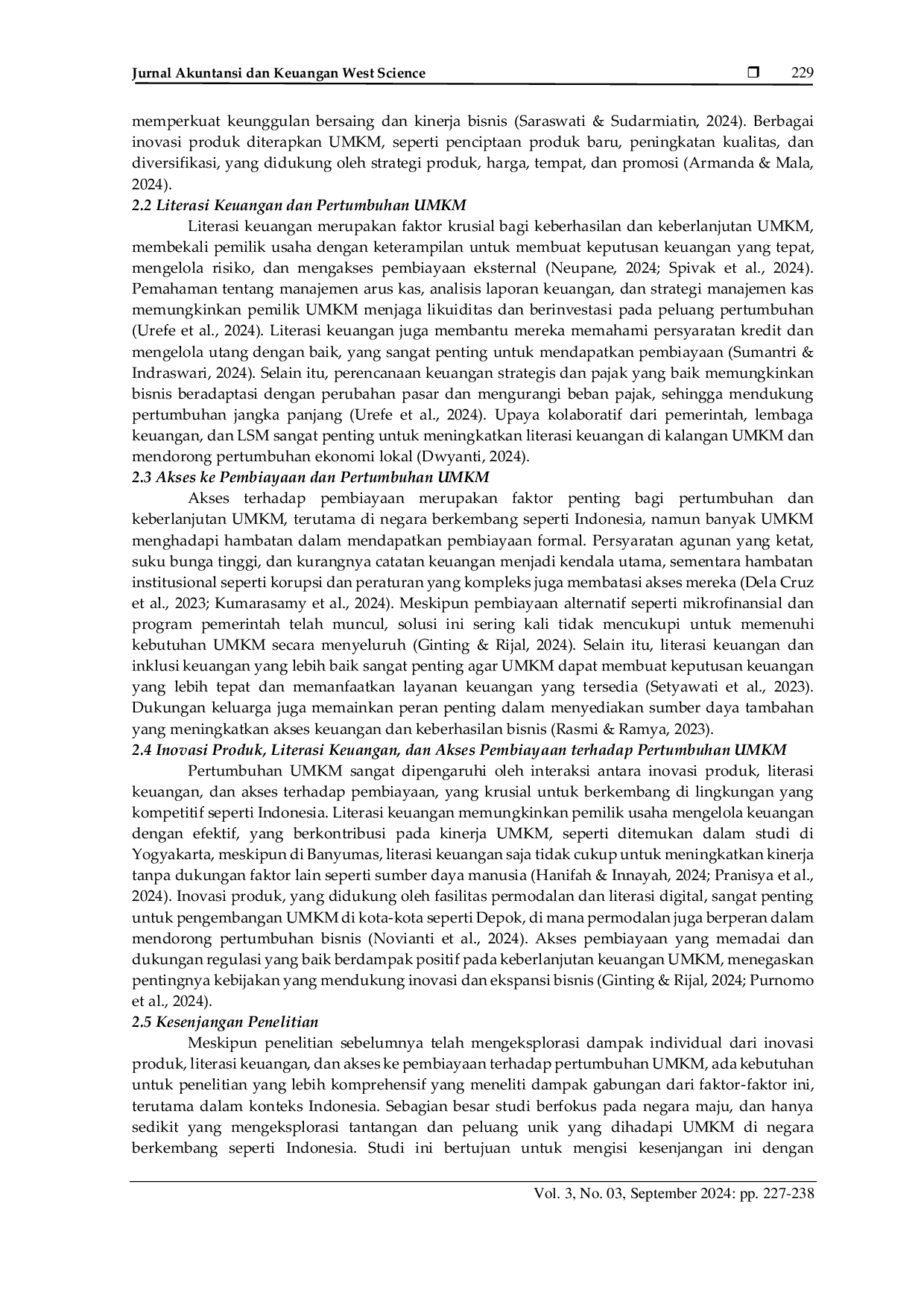 JURIS Pengaruh Inovasi Produk Literasi Keuangan dan Akses Pembiayaan terhadap Pertumbuhan UMKM di Indonesia