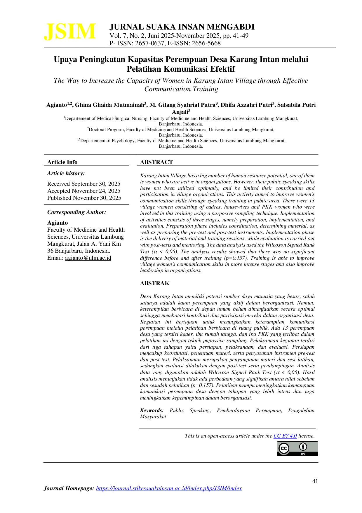 JURIS Upaya Peningkatan Kapasitas Perempuan Desa Karang Intan melalui Pelatihan Komunikasi Efektif