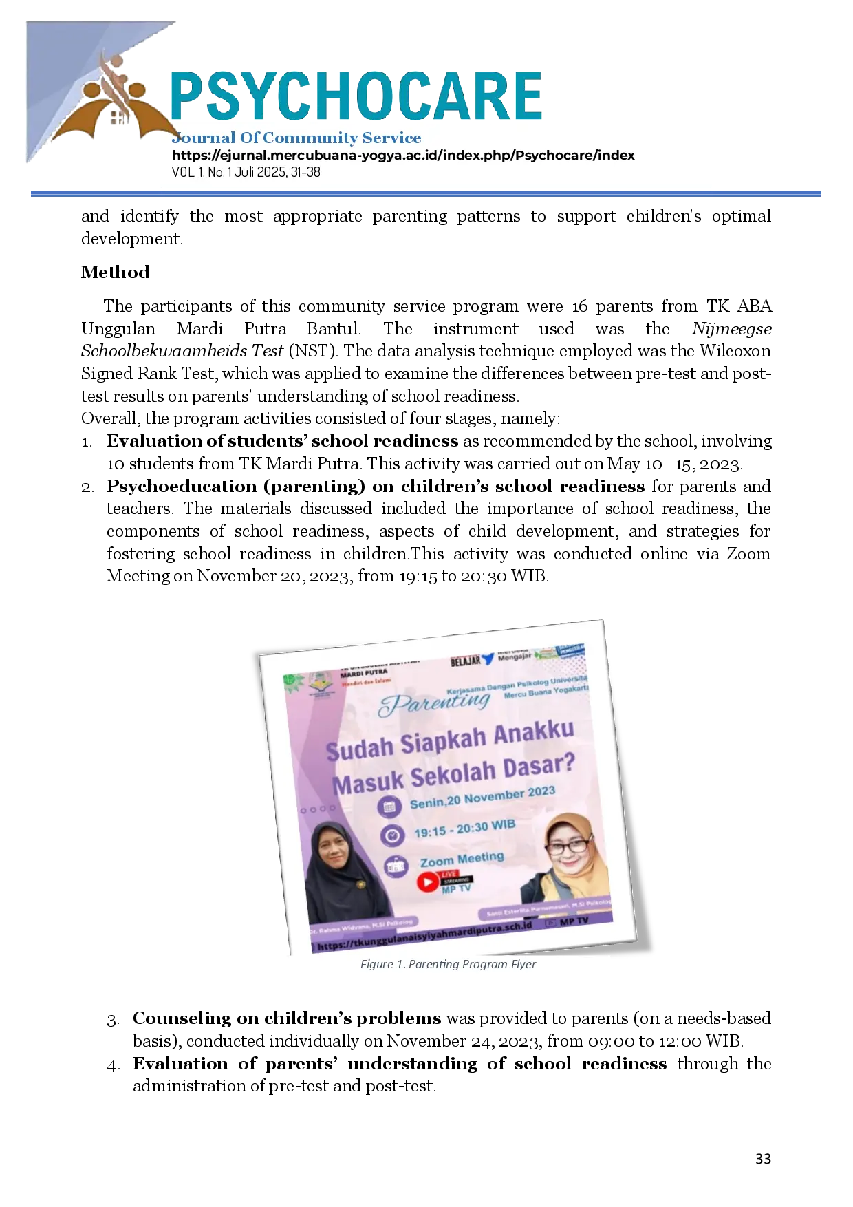 juris Psikoedukasi dan Konseling Kesiapan Anakk Memasuki Sekolah Dasar di TK ABA Unggulan Mardi Putra Bantul