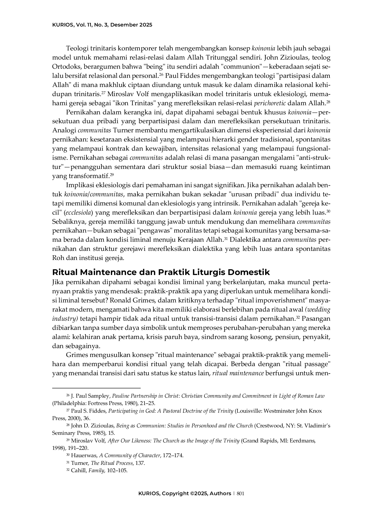 JURIS Pernikahan sebagai ruang liminal Rekonstruksi teologis sakramen dalam perspektif studi ritual