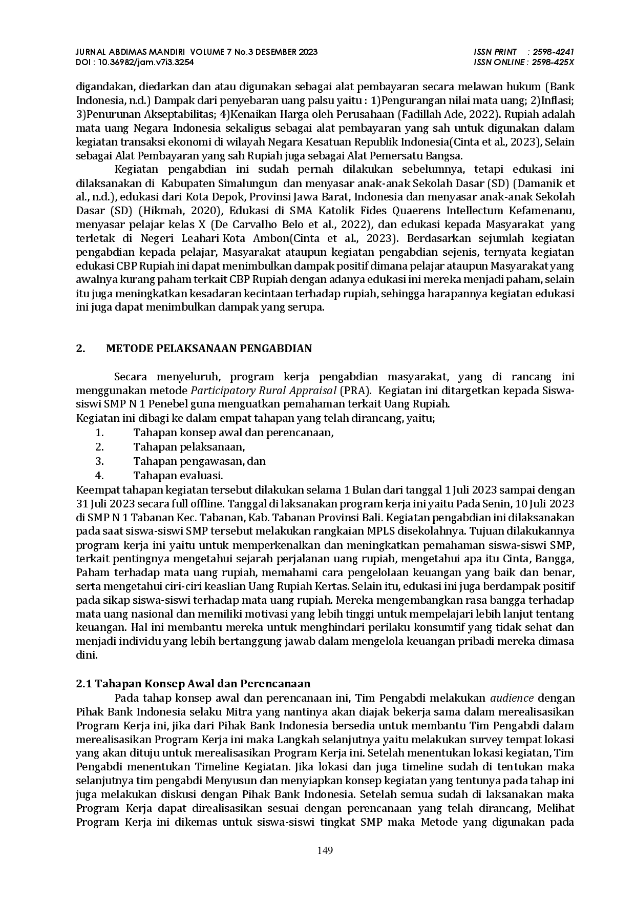 juris Penguatan Literasi Keuangan melalui Gelar Edukasi CBP Rupiah di SMP Negeri 1 Tabanan