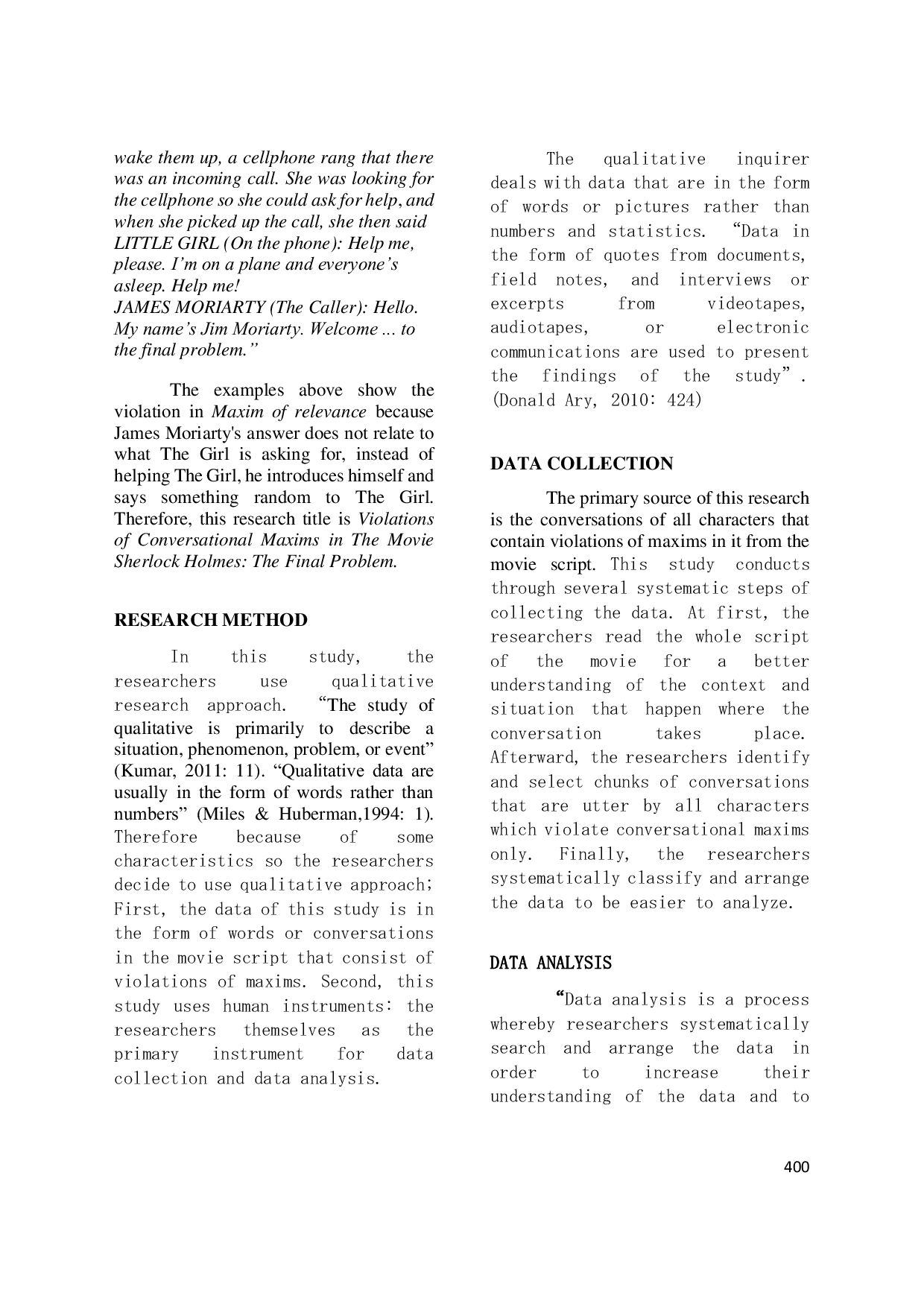 JURIS VIOLATIONS OF CONVERSATIONAL MAXIMS IN THE MOVIE SHERLOCK HOLMES THE FINAL PROBLEM