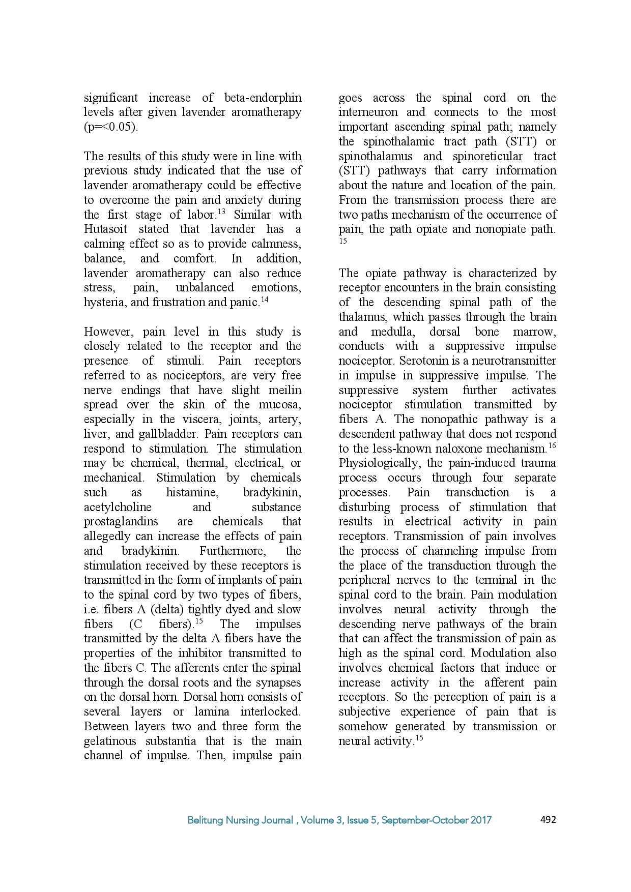 juris The Impact Of Lavender Aromatherapy On Pain Intensity And Beta Endorphin Levels In Post Caesarean Mothers