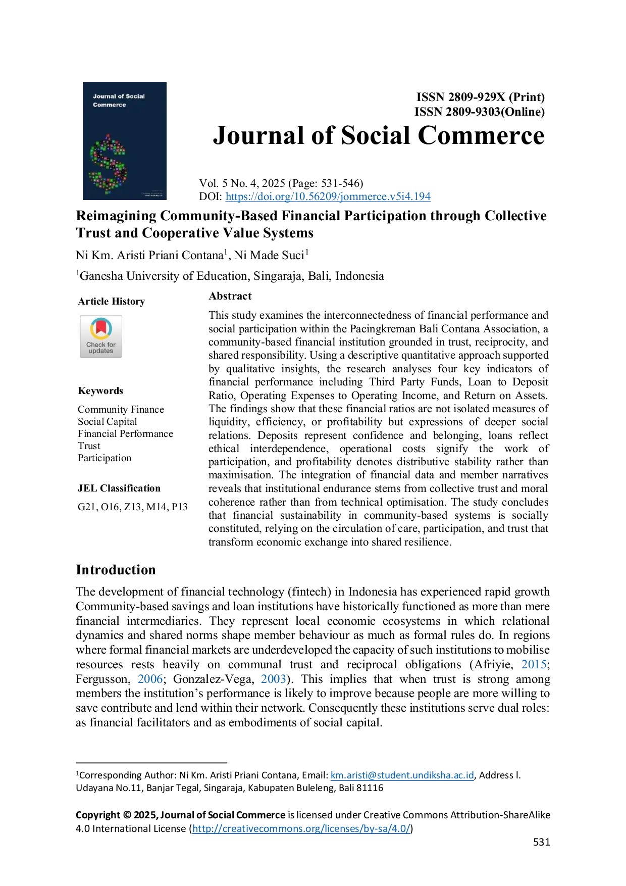 JURIS Reimagining Community Based Financial Participation through Collective Trust and Cooperative Value Systems