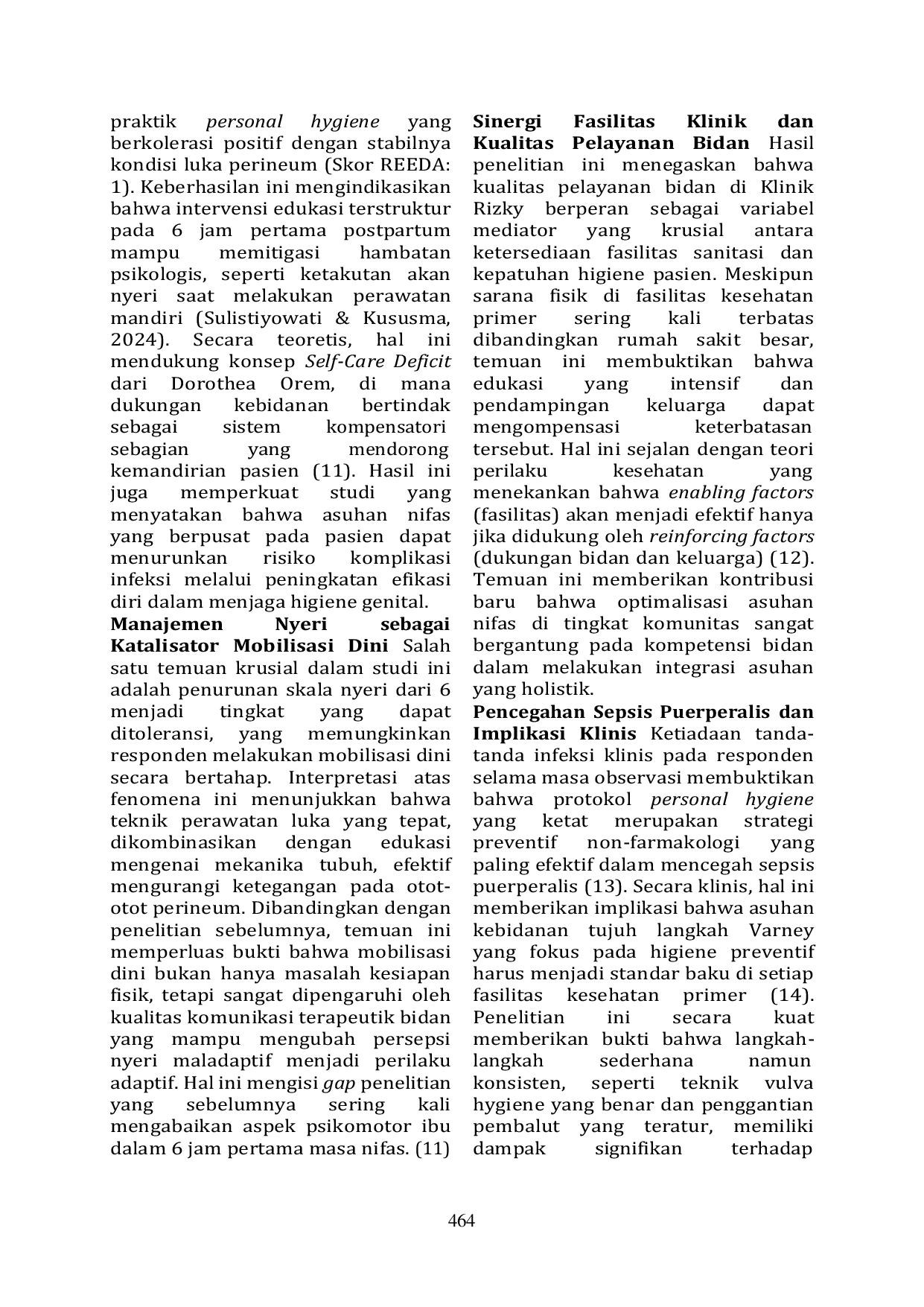 JURIS Asuhan Kebidanan Nifas Pada Ny L Post Partum 6 Jam Dengan Pelaksanaan Personal Hygiene Dan Perawatan Luka Perineum Di Klinik Rizky Provinsi Sumatera Utara Tahun 2025