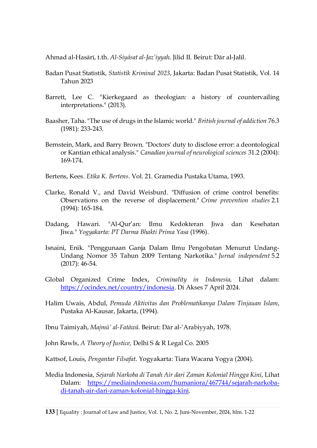 JURIS Narcotics Crime in the Perspective of Islamic Law and Philosophy