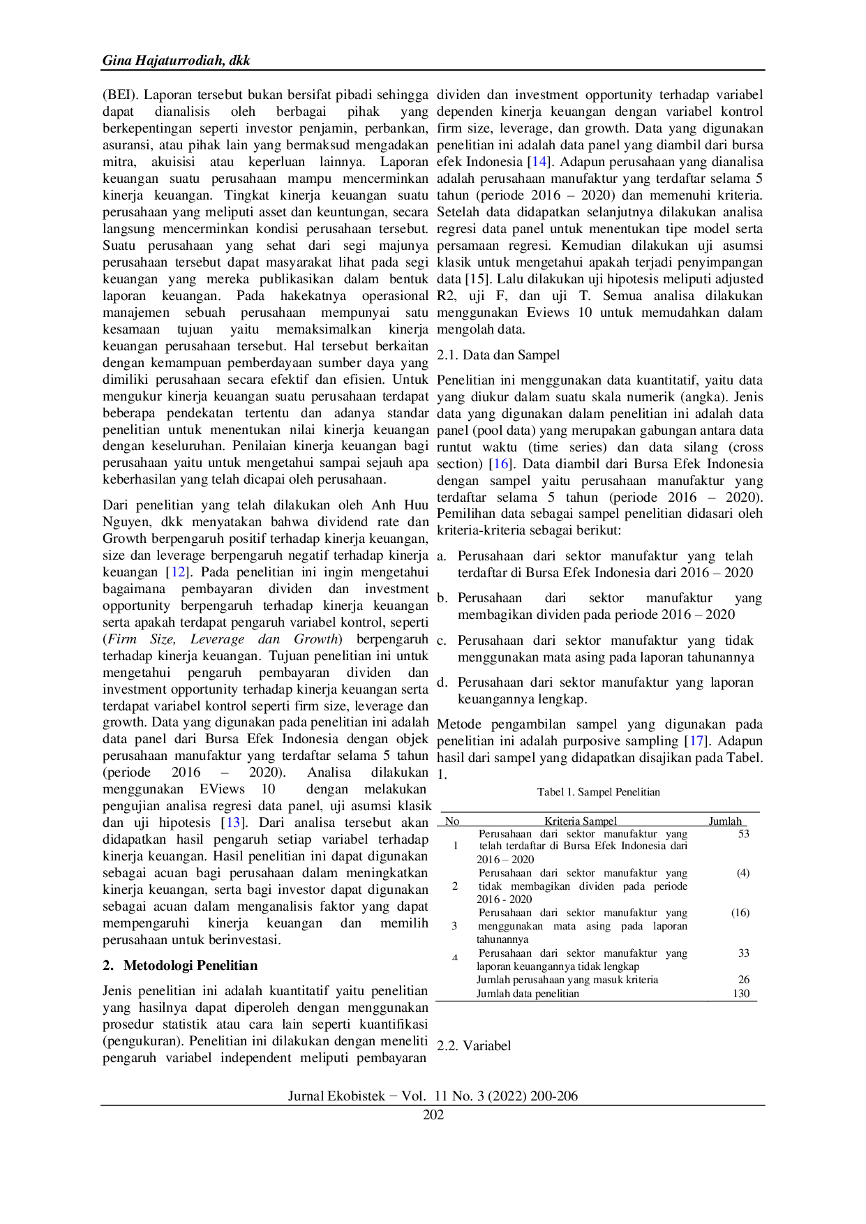 JURIS Pembayaran Dividen dan Investment Opportunity terhadap Kinerja Keuangan