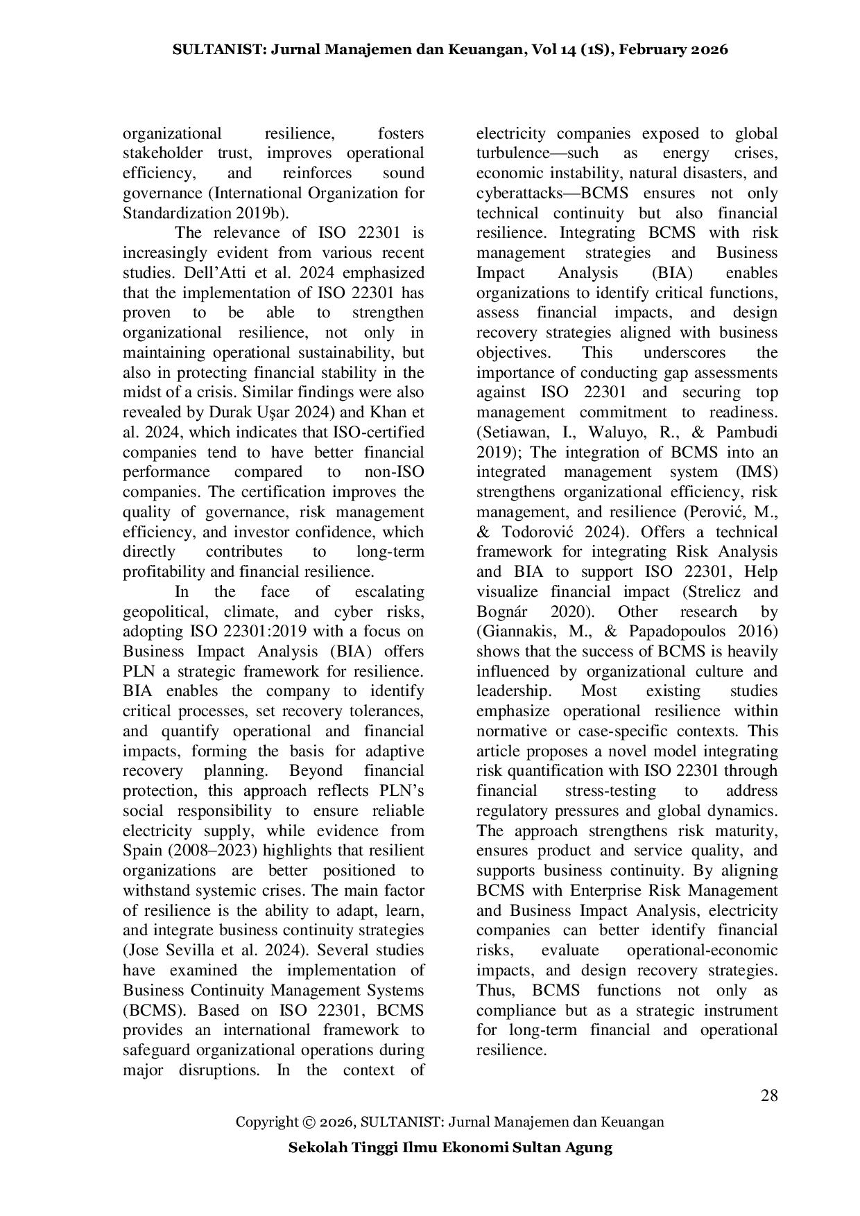 JURIS Developing A Comprehensive Risk Management Model For Integrated Electricity Providers Insights From Iso 22301 Based Financial Impact Analysis