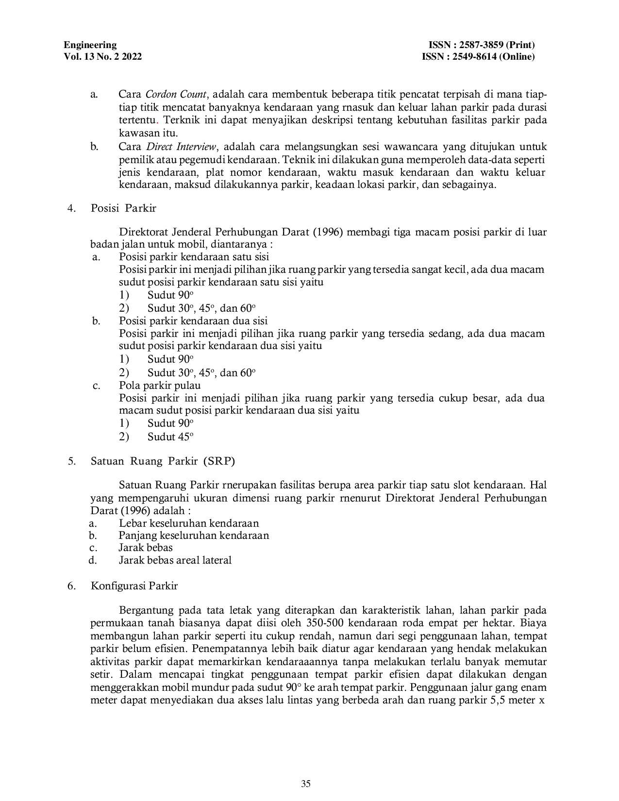JURIS Analisis Kapasitas Ruang Parkir Mobil di Kawasan Jl Pancasila Kota Tegal