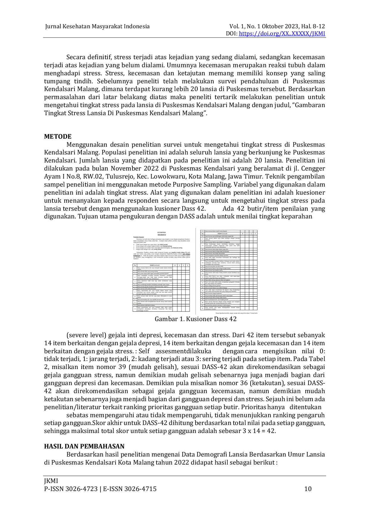JURIS Gambaran Tingkat Stress Pada Lansia Di Puskesmas Kendalsari Malang