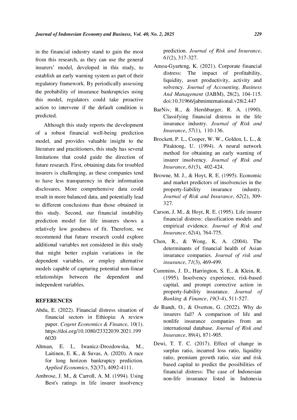 JURIS Rebuild the Trust Predicting the Financial Well Being of Indonesian Insurers