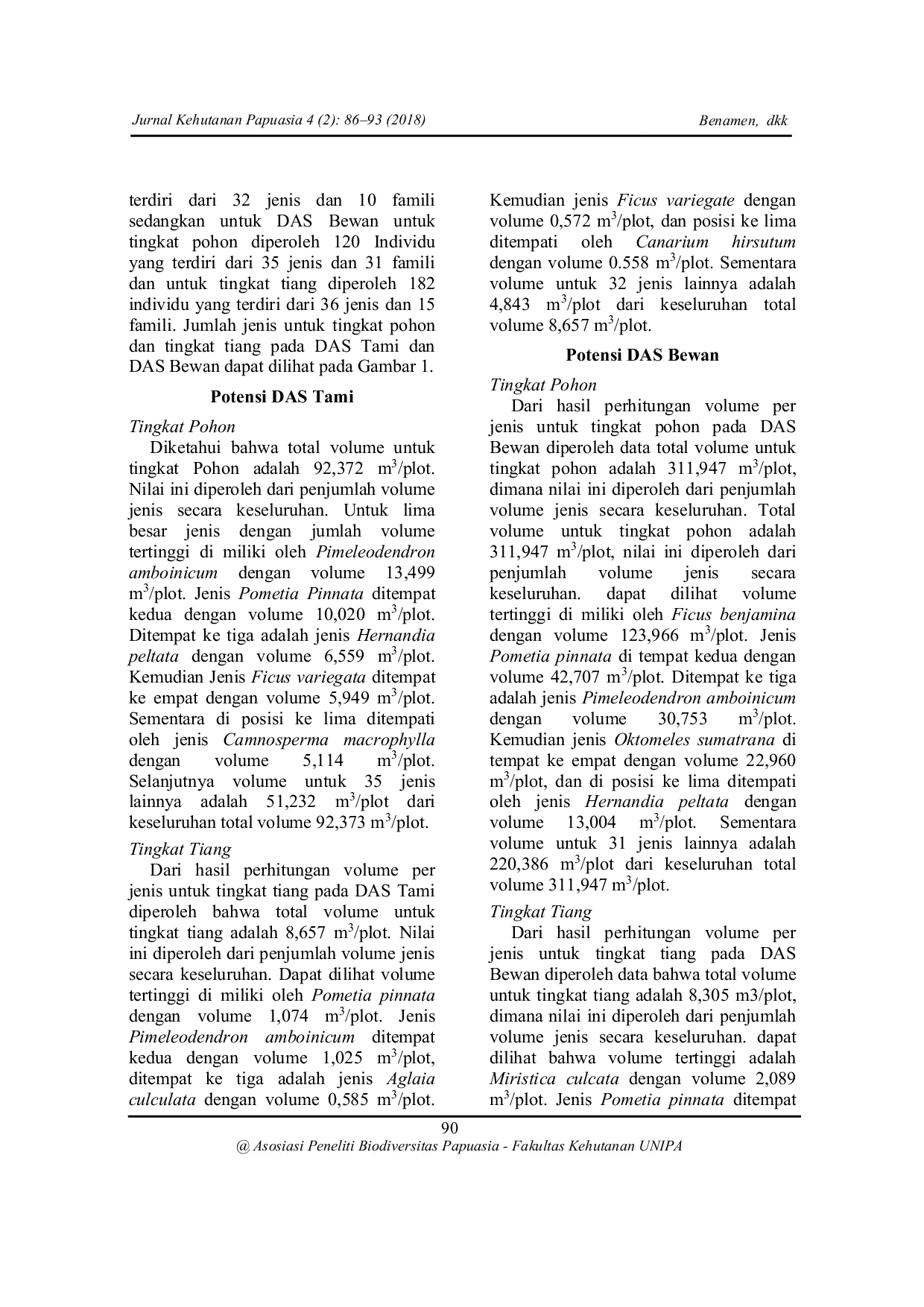 JURIS Inventarisasi Potensi Dan Bentuk Pemanenan Hasil Hutan Kayu Di Das Tami Dan Bewan Dataran Arso Kabupaten Keerom