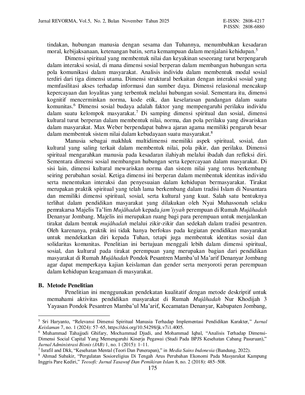 JURIS Tirakat Perempuan Pendidikan Masyarakat Multidimensi di Rumah Mujahadah Pondok Pesantren Mamba ul Ma arif Jombang