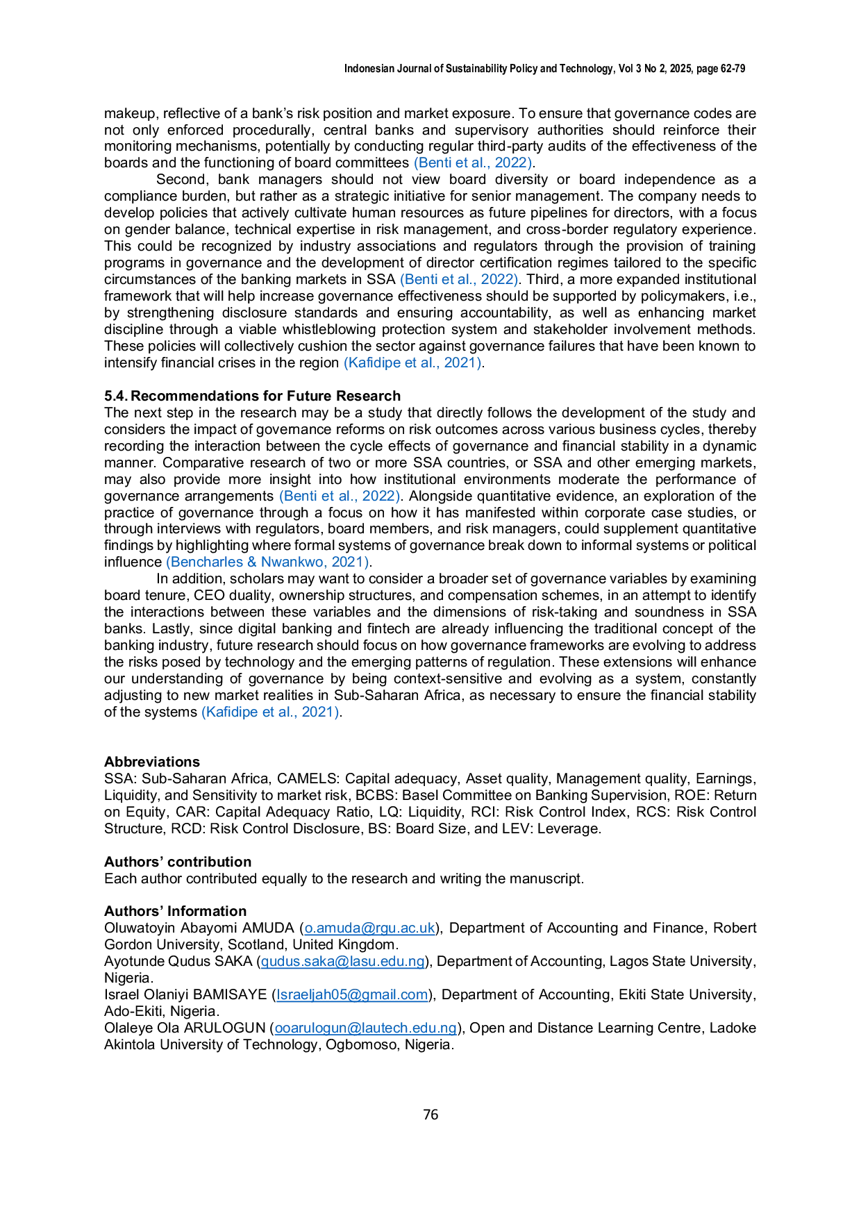 JURIS Evaluating the Impact of Corporate Governance on Bank Risk and Financial Stability in Sub Saharan Africa A CAMELS Based Empirical Analysis