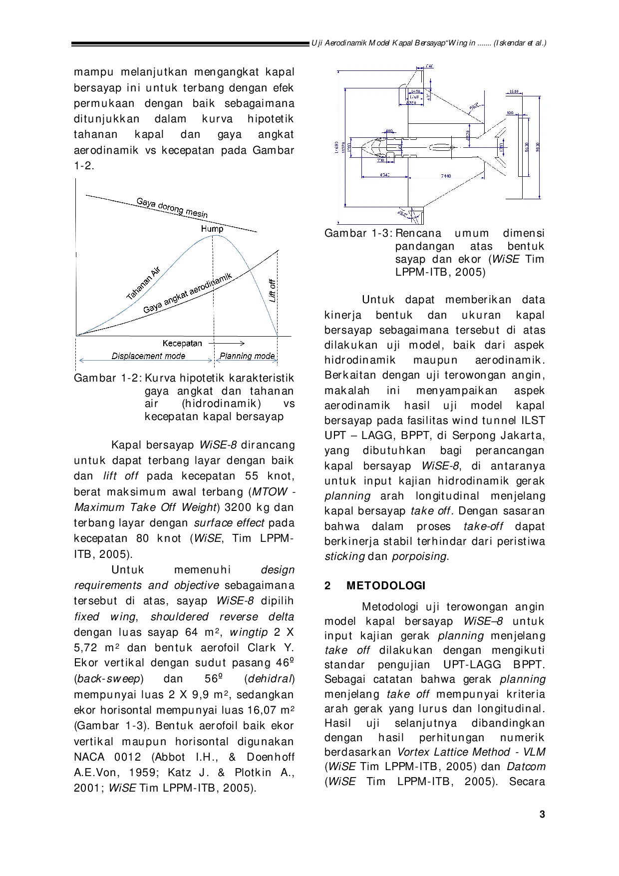 juris Uji Aerodinamik Model Kapal Bersayap Wing In Surface Effect Sebagai Input Kajian Gerak Planning Menjelang Take Off