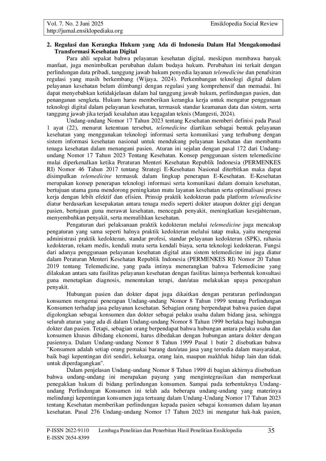 JURIS Perubahan Budaya Hukum Dalam Pelaksanaan Pelayanan Kesehatan Secara Digital