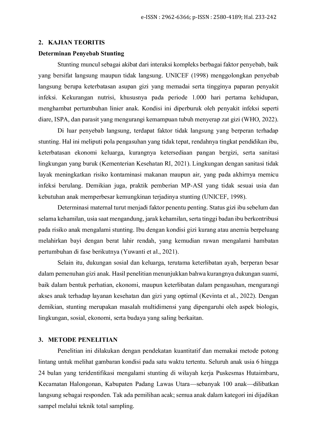 JURIS Determinan Stunting pada Anak Usia 6 24 Bulan di Puskesmas Hutaimbaru Padang Lawas Utara