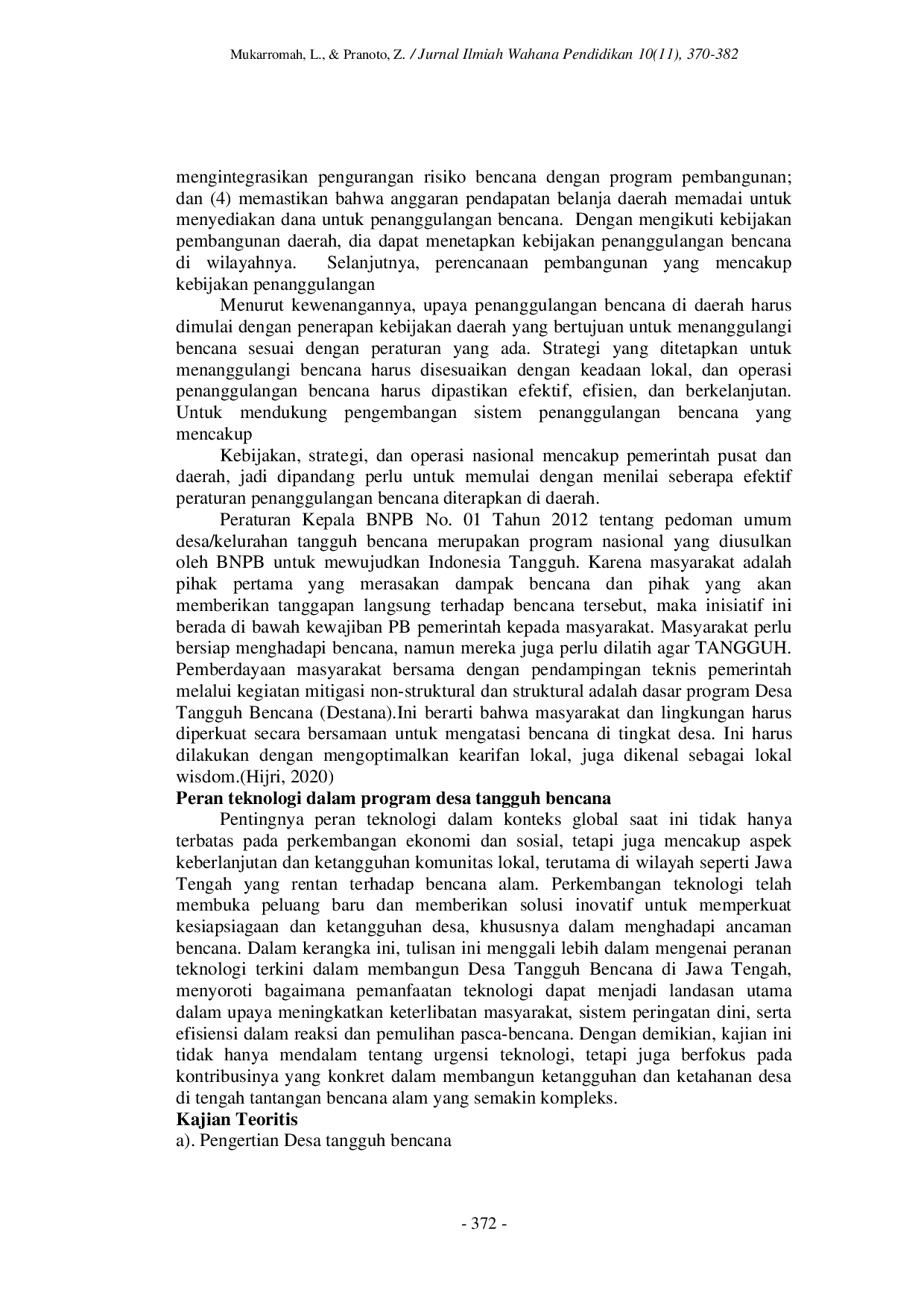 JURIS Evaluasi Implementasi Desa Tangguh Bencana Studi Kasus di Jawa Tengah dan Peran Teknologi