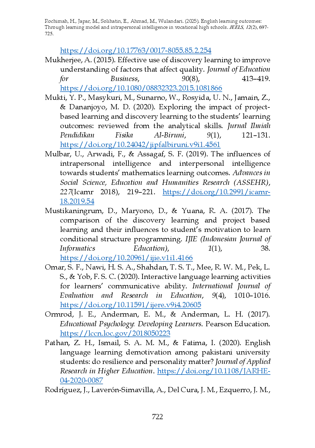 juris English Learning Outcomes through Learning Model and Intrapersonal Intelligence in Vocational High Schools