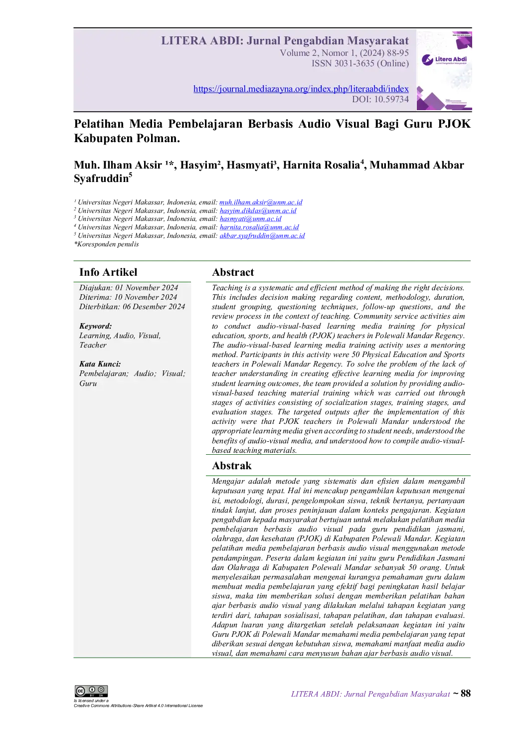 JURIS Pelatihan Media Pembelajaran berbasis Audio Visual bagi Guru PJOK Kabupaten Polman